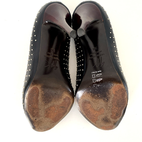 Giuseppe Zanotti Studded Pump Black Silver Metal Leather Slim Heel Almon… - Picture 7 of 9